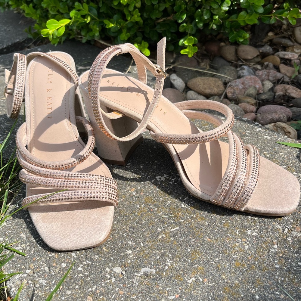 Tan Rhinestone High Heels - Picture 2 of 5